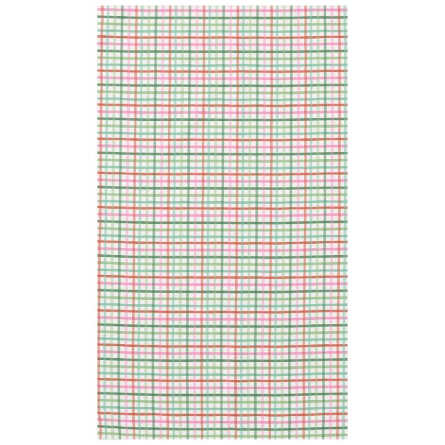 Christmas Plaid - Green Pink & White Tablecloth (Front)