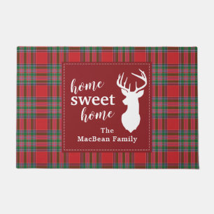 Christmas Plaid Holiday Home Sweet MacBean Tartan Doormat