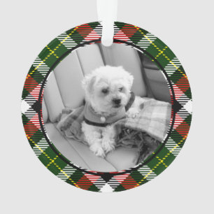 Christmas Plaid Holiday Pet Ornament Custom Name