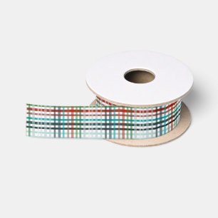 Christmas plaid in earthy colours satin ribbon