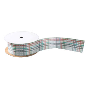Christmas plaid in pastel tones satin ribbon
