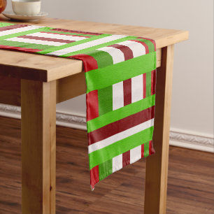 Christmas Plaid in Red, Green and White Short Table Runner