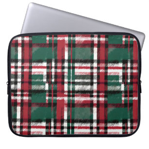 Christmas Plaid In Red Green White And Black Laptop Sleeve