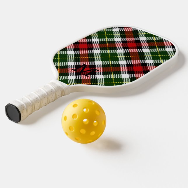 Christmas Plaid INITIAL Sports Holiday Family Fun Pickleball Paddle (Laydown 2)