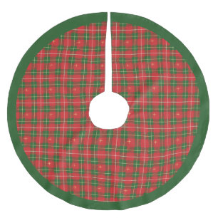 Christmas Plaid Irish Red Brushed Polyester Tree Skirt