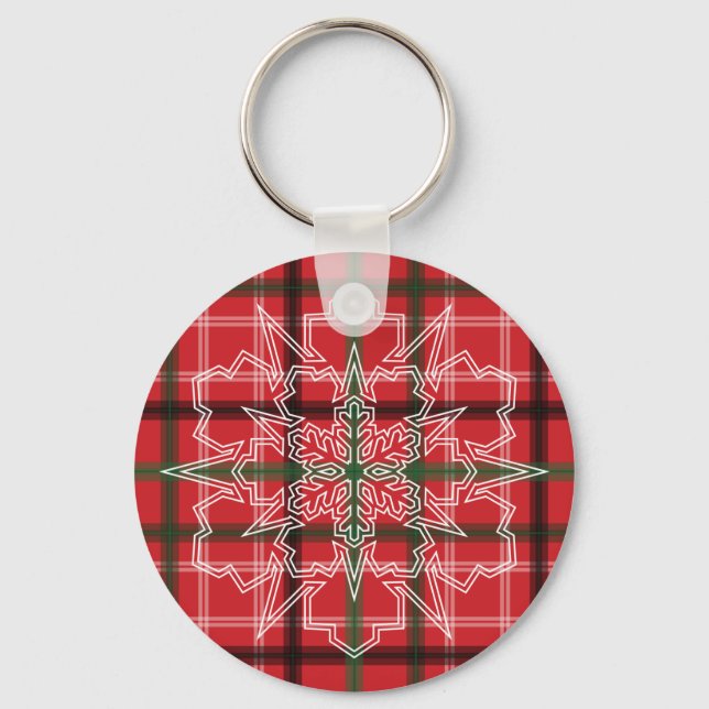 Christmas plaid keychain (Front)