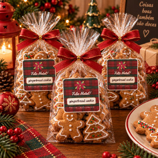 Christmas Plaid Label Sticker