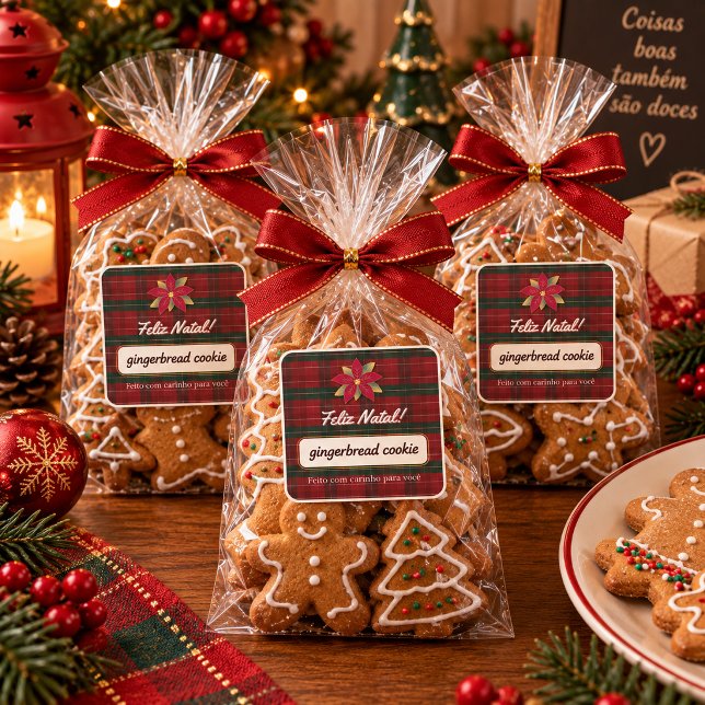 Christmas Plaid Label Sticker (Creator Uploaded)