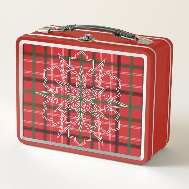Christmas plaid metal lunch box (Front)