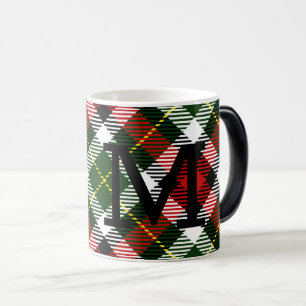 Christmas Plaid Monogram Initial Festive Holiday Magic Mug