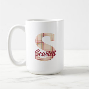 Christmas plaid monogram personalized coffee mug