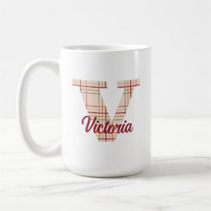 Christmas plaid monogram personalized coffee mug