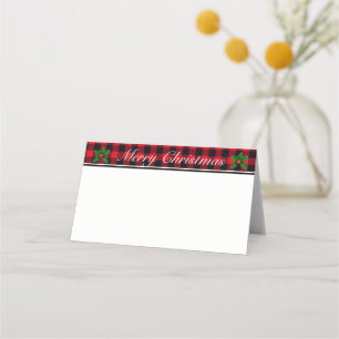 Christmas Plaid Name Place Cards