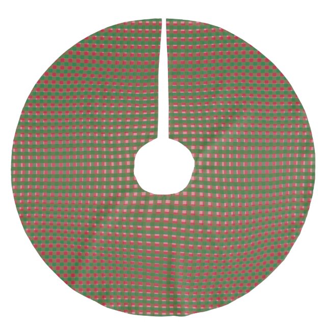 Christmas Plaid Pattern  Brushed Polyester Tree Skirt (Front)