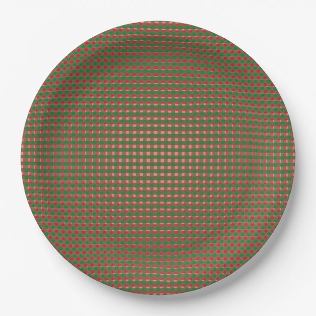 Christmas Plaid Pattern  Paper Plate (Front)