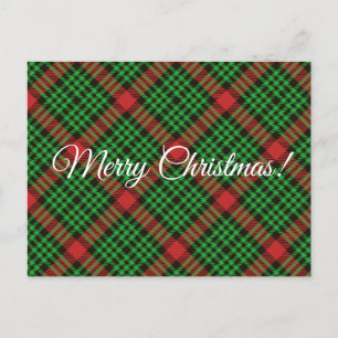 Christmas Plaid Red and Green Wrapping   Holiday Postcard