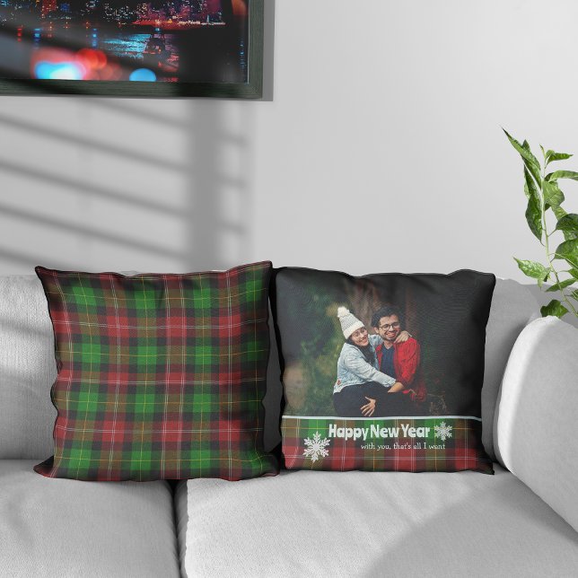  Christmas Plaid Red Green Photo Throw Pillow (Creator Uploaded)
