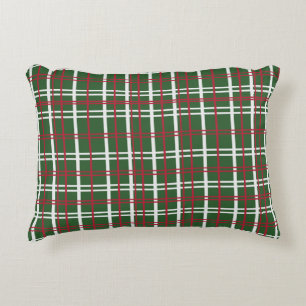 Christmas Plaid Red, Green, White Accent Pillow