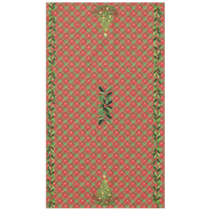 Christmas Plaid Red, Green, with Gold Stars Tablecloth