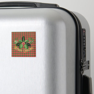 Christmas Plaid Red Green with Wreath Magnet