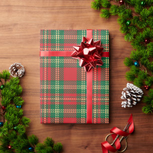 Christmas plaid red green yellow tartan pattern  wrapping paper