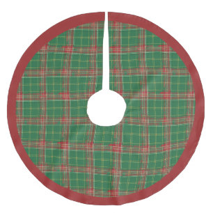 Christmas Plaid Red on Green Brushed Polyester Tree Skirt