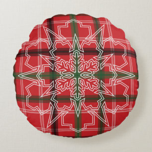 Christmas plaid round pillow