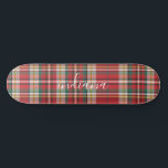 Christmas Plaid Rustic Red Green White Personalize Skateboard<br><div class="desc">Christmas Plaid Rustic Red Green White Check skateboard. Perfect for trainings and as a stocking stuffer. Other tartan and plaid leggings also available in this store</div>