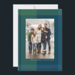 Christmas plaid simple navy green photo holiday card<br><div class="desc">With a bold navy and green plaid background, this vertical holiday photo card is a perfectly classic and festive way to send Christmas cheer. This holiday card features one photo and customizable text on the front on the classic pattern background. The back has two more photos and room for more...</div>