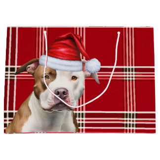 Christmas Plaid Staffordshire Terrier Dog Lover Large Gift Bag
