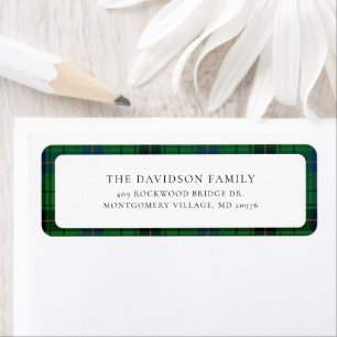 Christmas Plaid Tartan Green Custom Return Address