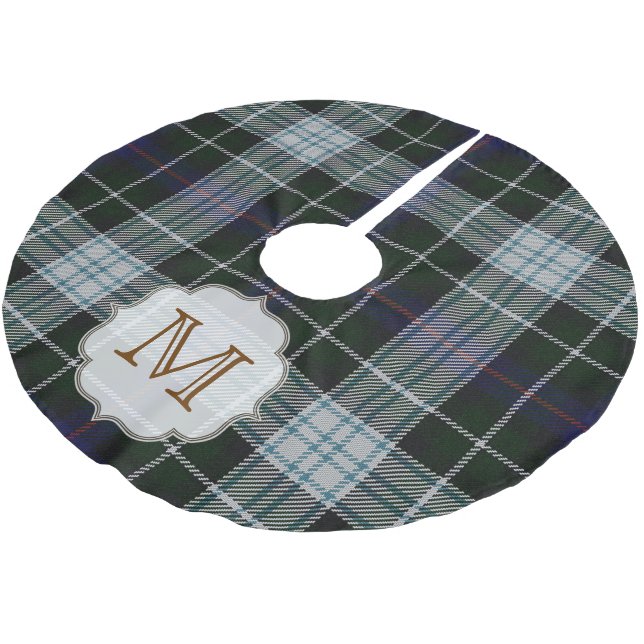 Christmas Plaid Tartan Monogram Initial Tree Skirt (Angled)