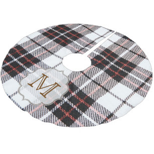 Christmas Plaid Tartan Monogram Initial Tree Skirt