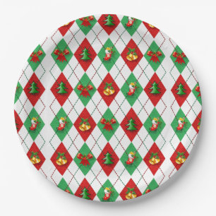 christmas plaid tartan paper plates