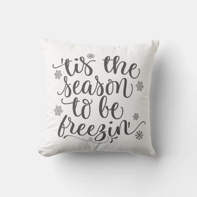 Christmas Plaid Tis the Season to Be Freezin Throw Pillow (Front)