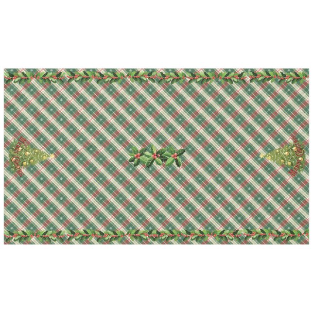 Christmas Plaid White and Green with Red Tablecloth (Front (Horizontal))