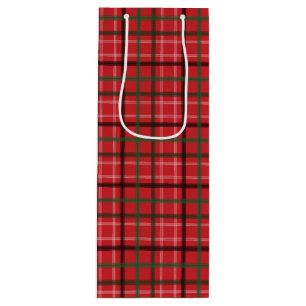 Christmas plaid wine gift bag