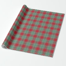 Christmas Plaid Wrapping Paper Red and Mint Green