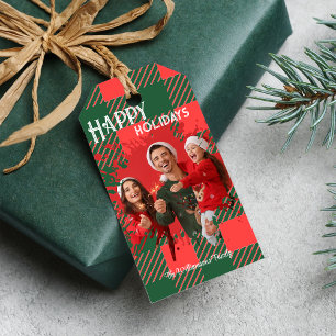 Christmas Plaids Custom Photo Festive Gift Tags