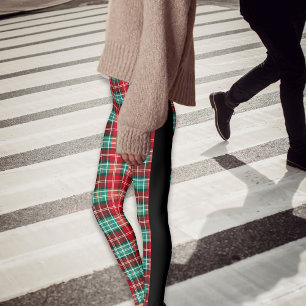Christmas Plaids Tartan Black Side Seams Leggings