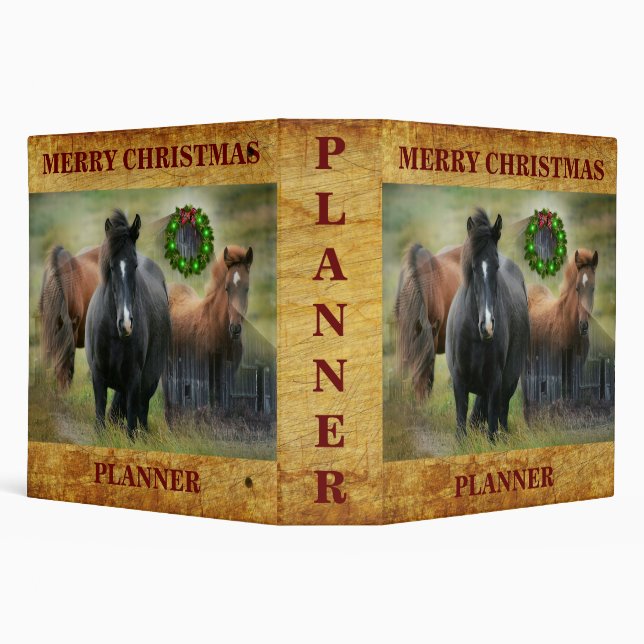 Christmas Planner Horses Rustic Barn Binder (Background)