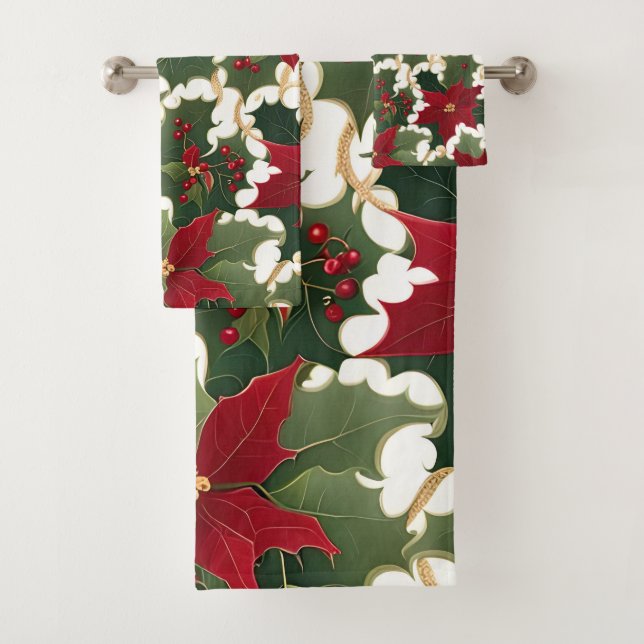 christmas plants galore bath towel set (Insitu)