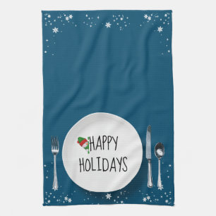 Christmas Plate With Snowman Kitchen Towel