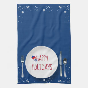 Christmas Plate With Snowman Kitchen Towel