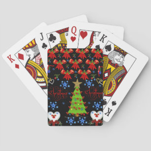 Christmas playing card deck black