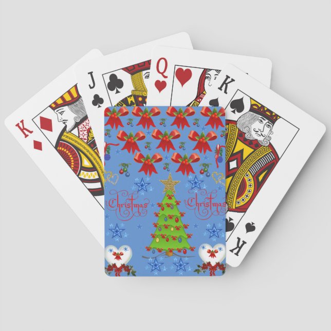 Christmas playing card deck light blue (Back)