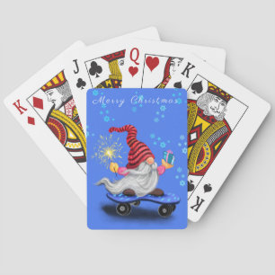 Christmas Playing Cards Skater Gnome with Gift