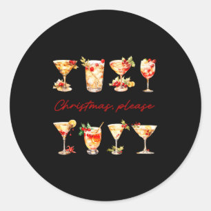 Christmas Please Vintage Christmas Tails Girls Wom Classic Round Sticker