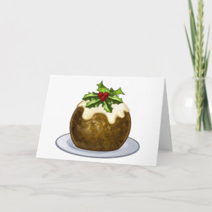 Christmas Plum Pudding Cartoon Holiday Card