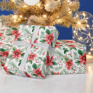 Christmas Poinsettas Wrapping Paper
